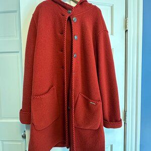 Geiger of Austria Red Vintage 100% Wool Hooded Coat, EUR size 40 (@12US)